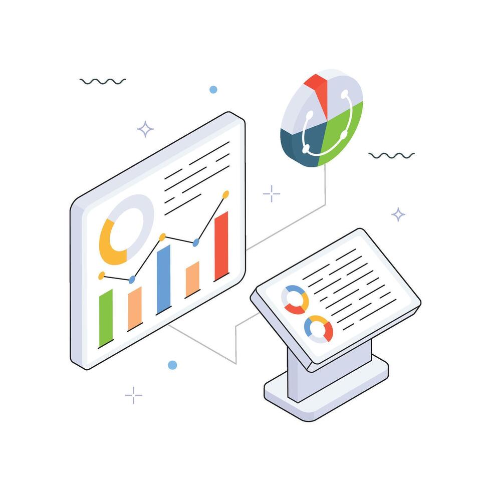 Business Report Isometric Illustration. EPS 10 file vector