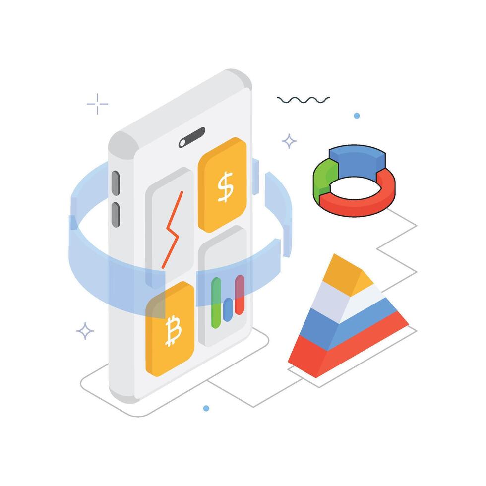 Visual Report Isometric Illustration. EPS 10 file vector