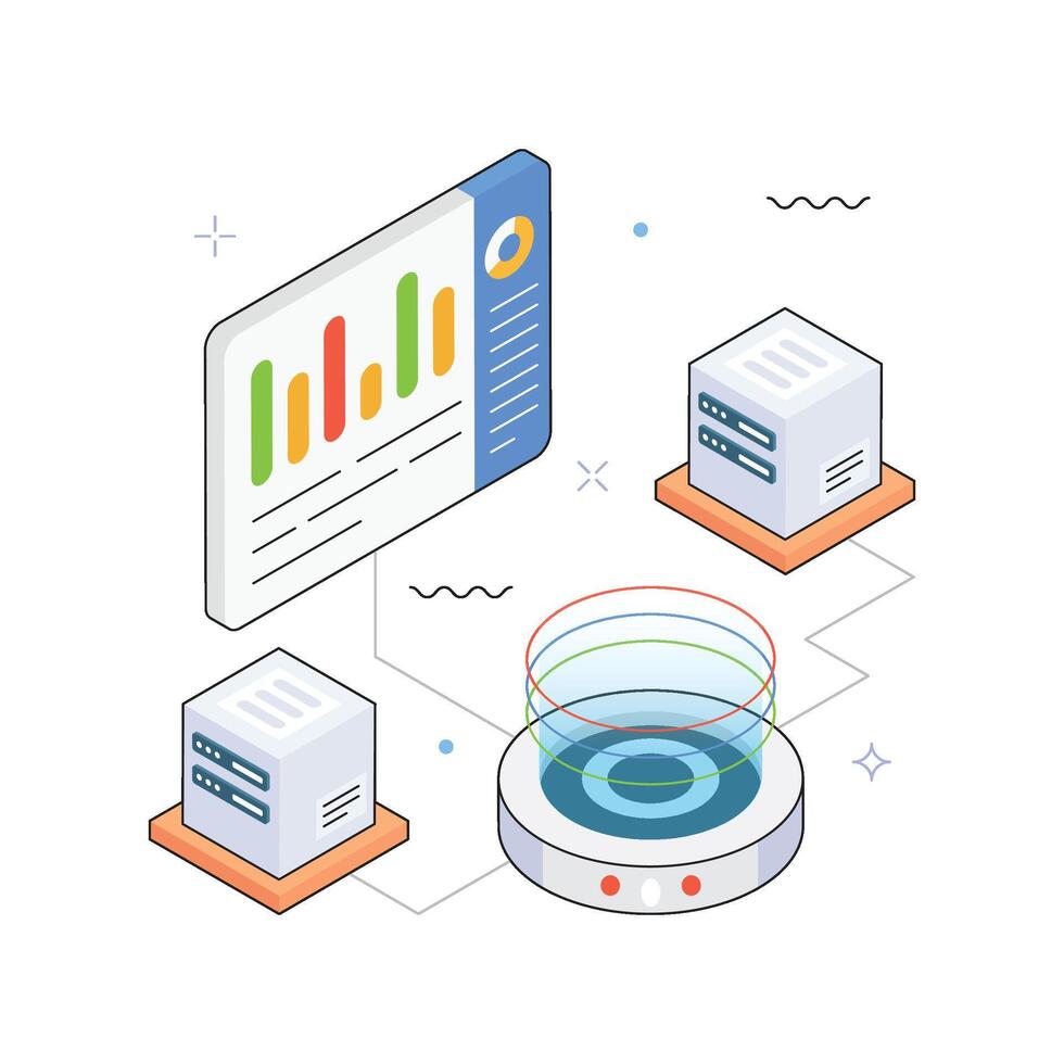 Pie Chart Dashboard Interface isometric Illustration. EPS 10 file vector