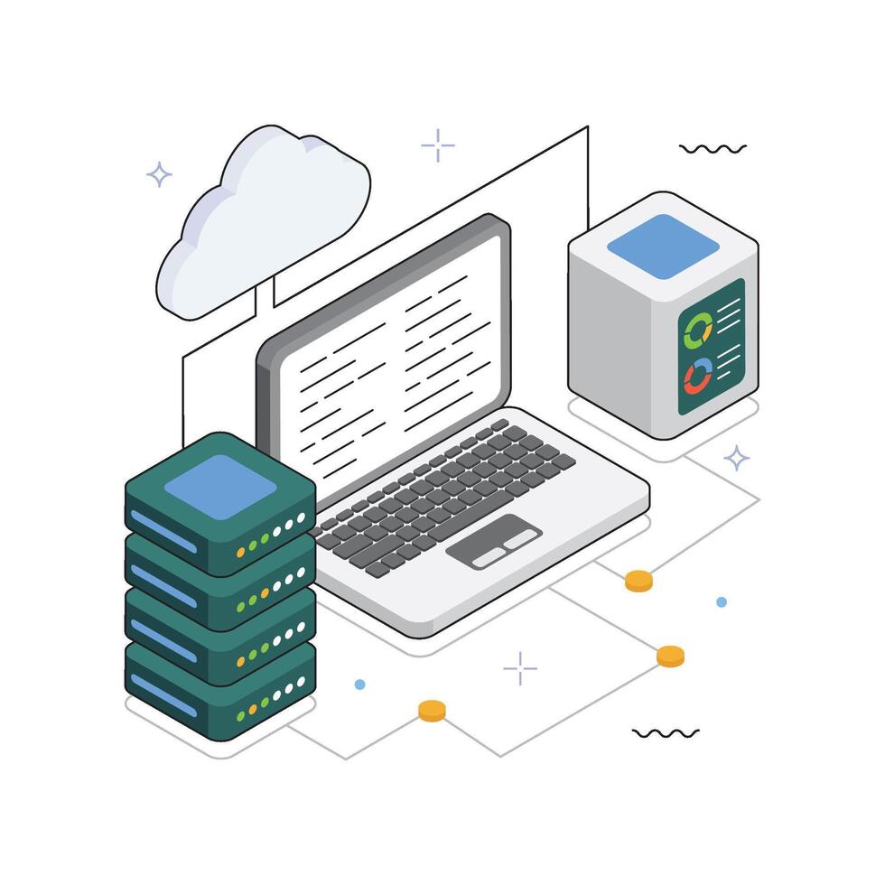 Private Cloud Storage Isometric Illustration. EPS 10 File vector