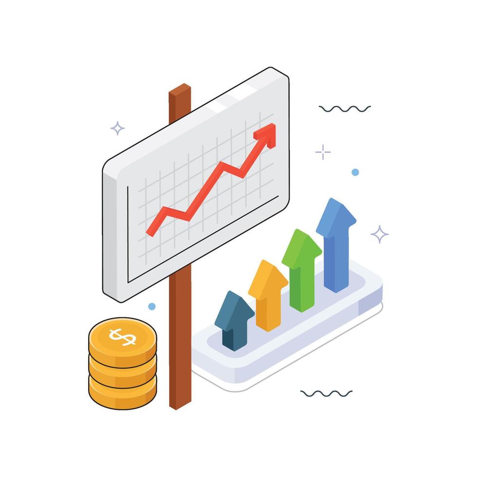 Business Planning Isometric Illustration. EPS 10 file vector
