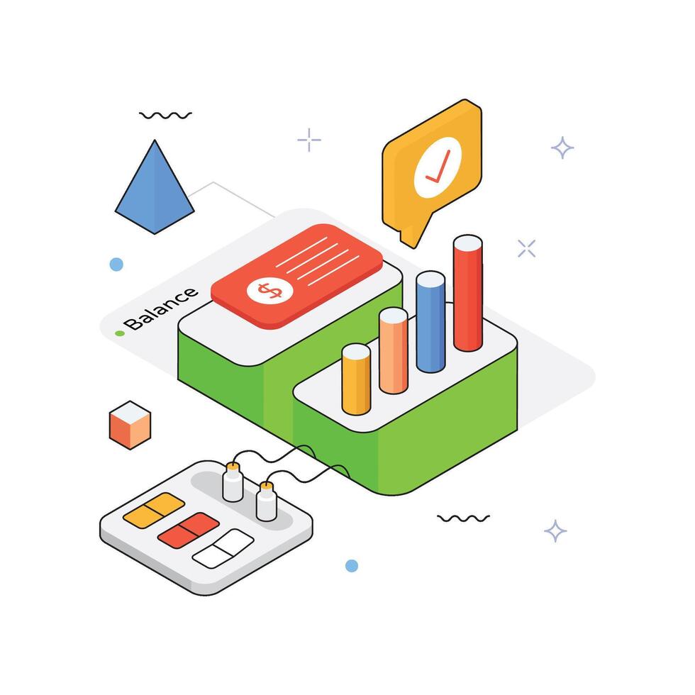 Analytics Dashboard isometric Illustration. EPS 10 file vector
