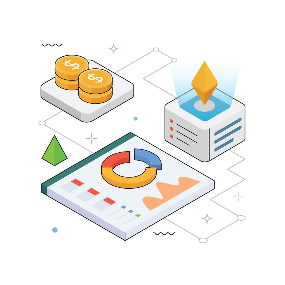 Financial Insights isometric Illustration. EPS 10 file vector