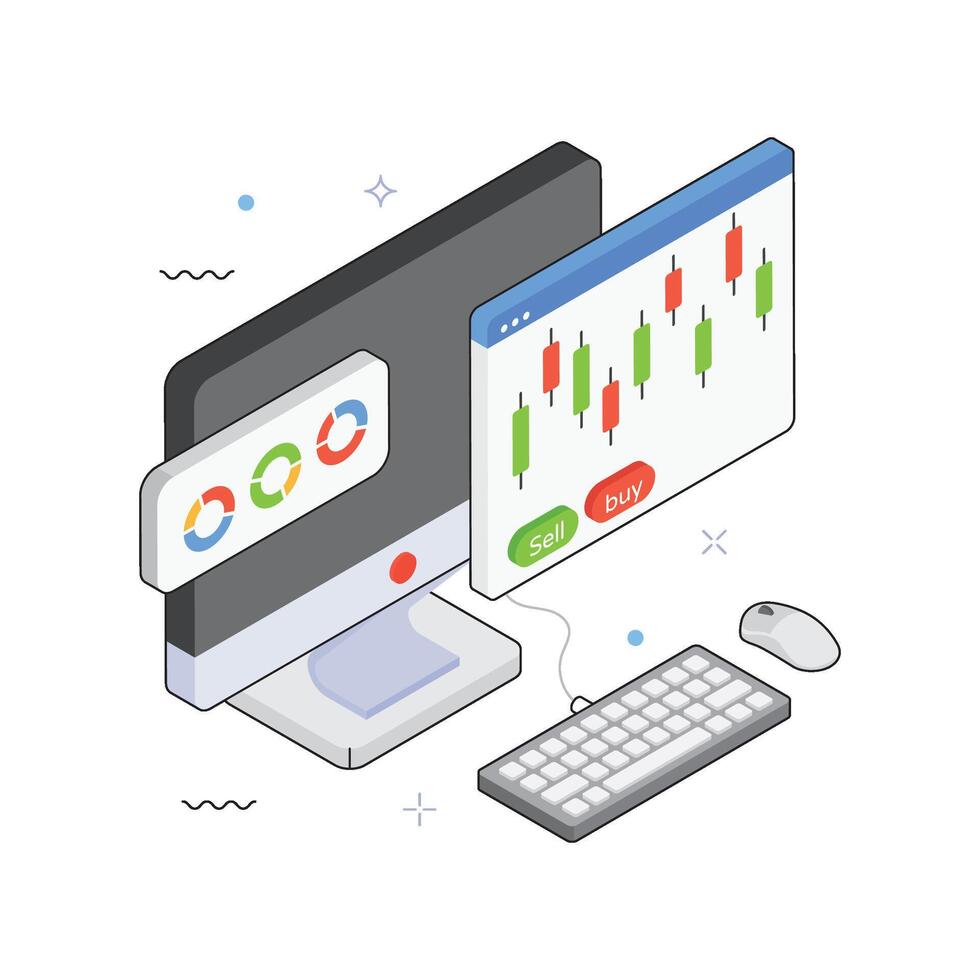 Trading Analysis isometric Illustration. EPS 10 file vector