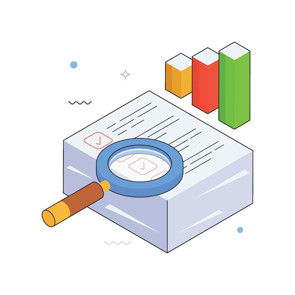 Growth Report Isometric Illustration. EPS 10 file vector
