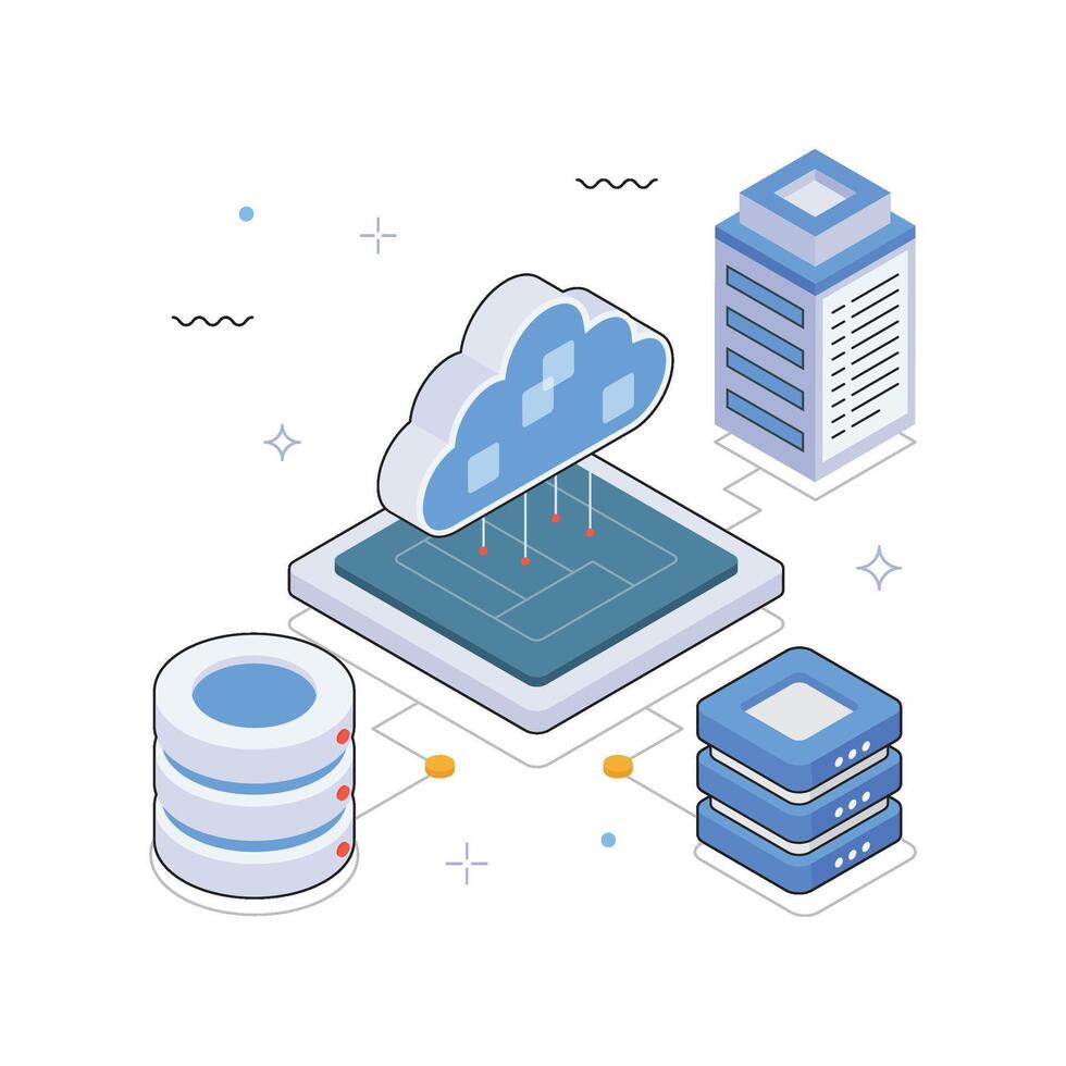Cloud Computing Platform Isometric Illustration. EPS 10 File vector