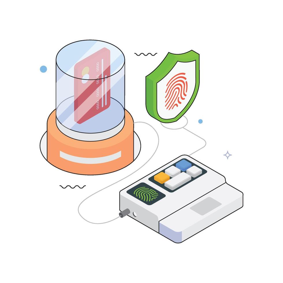 Biometric Security Isometric Illustration. EPS 10 file vector
