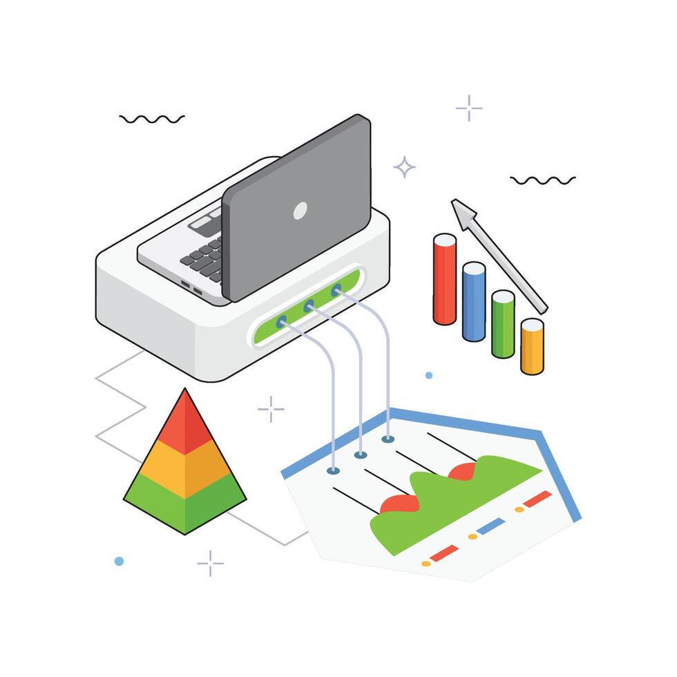 Growth Projection isometric Illustration. EPS 10 file vector