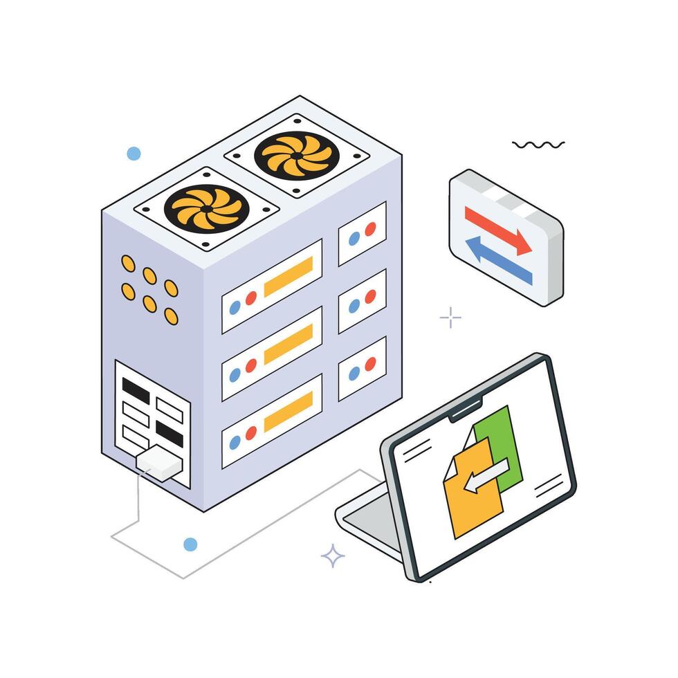 Server Infrastructure Isometric Illustration. EPS 10 file vector