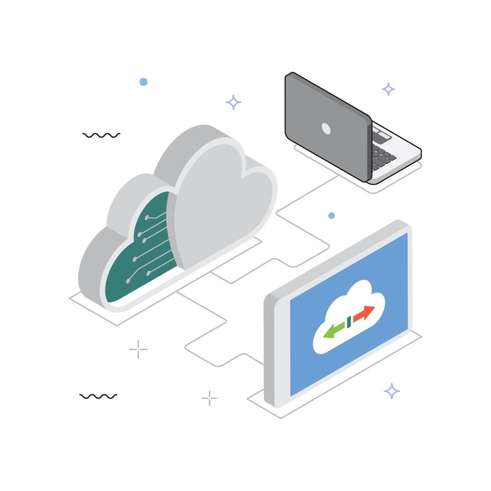 Cloud Analytics Isometric Illustration. EPS 10 File vector