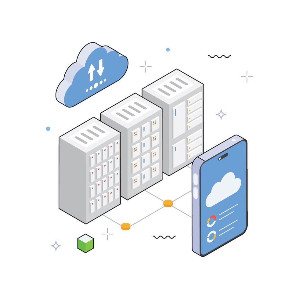 Cloud Team Management Isometric Illustration. EPS 10 File vector