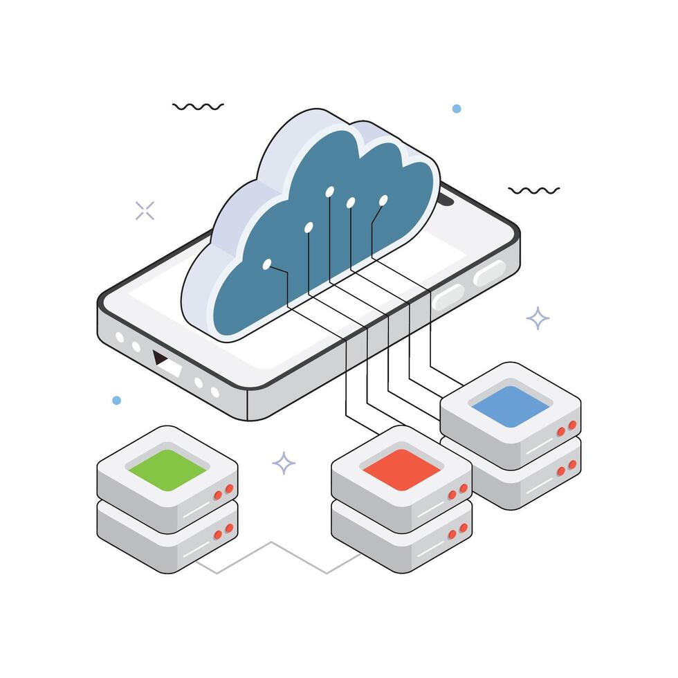 Cloud Integration Isometric Illustration. EPS 10 File vector