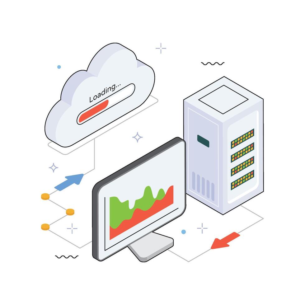 Cloud Loading Isometric Illistration. EPS 10 File vector