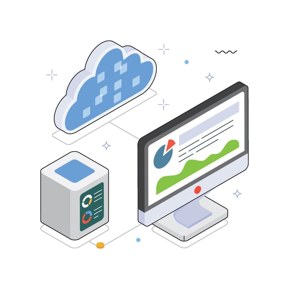Binary Data Transfer Isometric Illustration. EPS 10 File vector