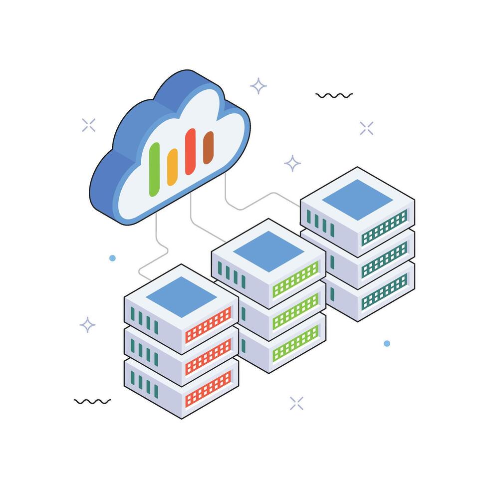 Cloud-Based Analytics Isometric Illustration. EPS 10 File vector