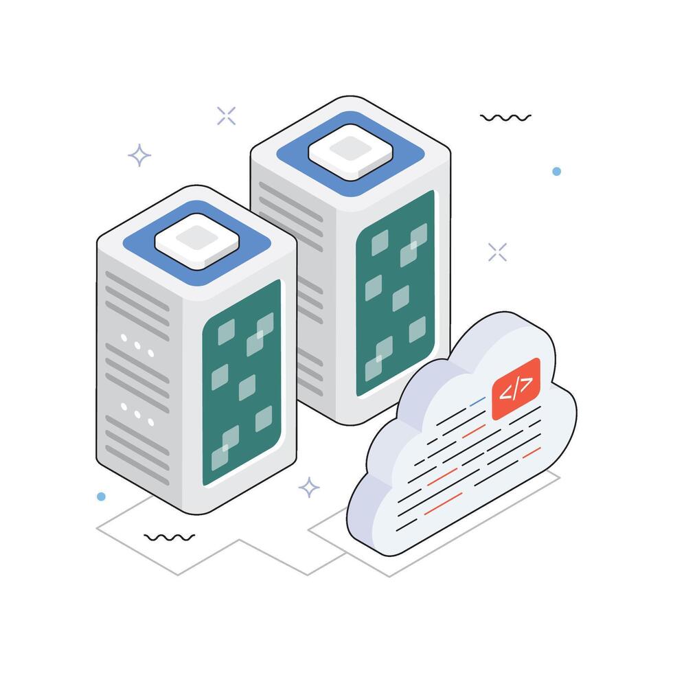 Secure Cloud Access Isometric Illustration. EPS 10 File vector