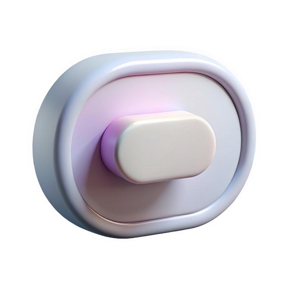 3d rounded toggle switch icon in off position soft pastel colors isolated on a transparent background png