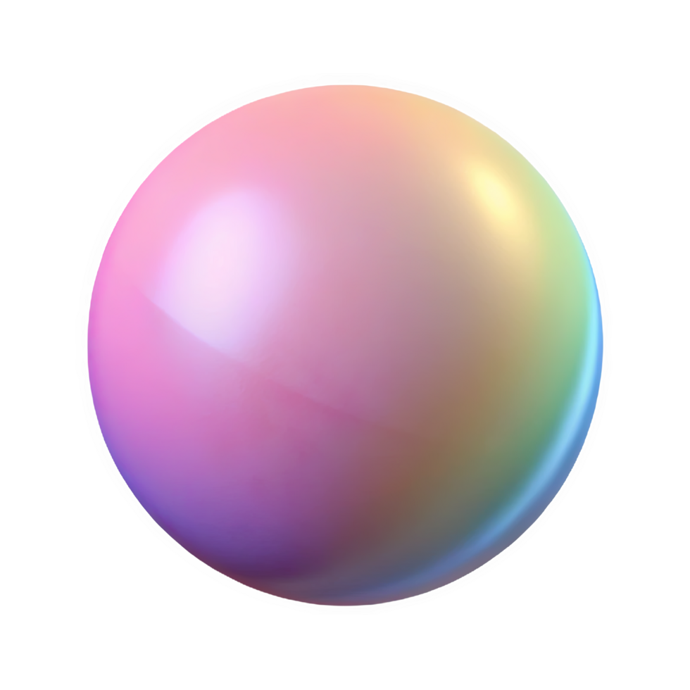 Smooth 3d sphere with pastel gradient colors and soft reflections isolated on a transparent background png