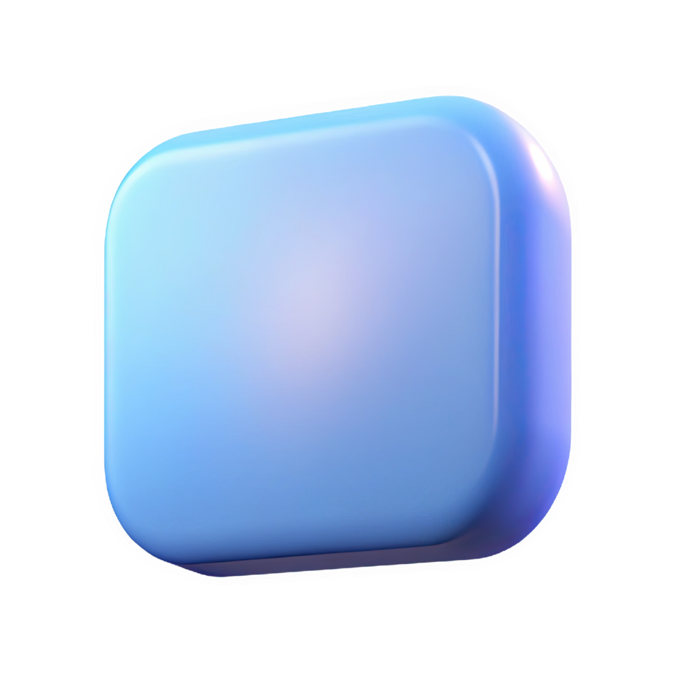 Soft Pastel Blue 3 D Rounded Rectangular Button Element Digital Interface Graphic Design Mobile Wallpaper isolated on a transparent background png