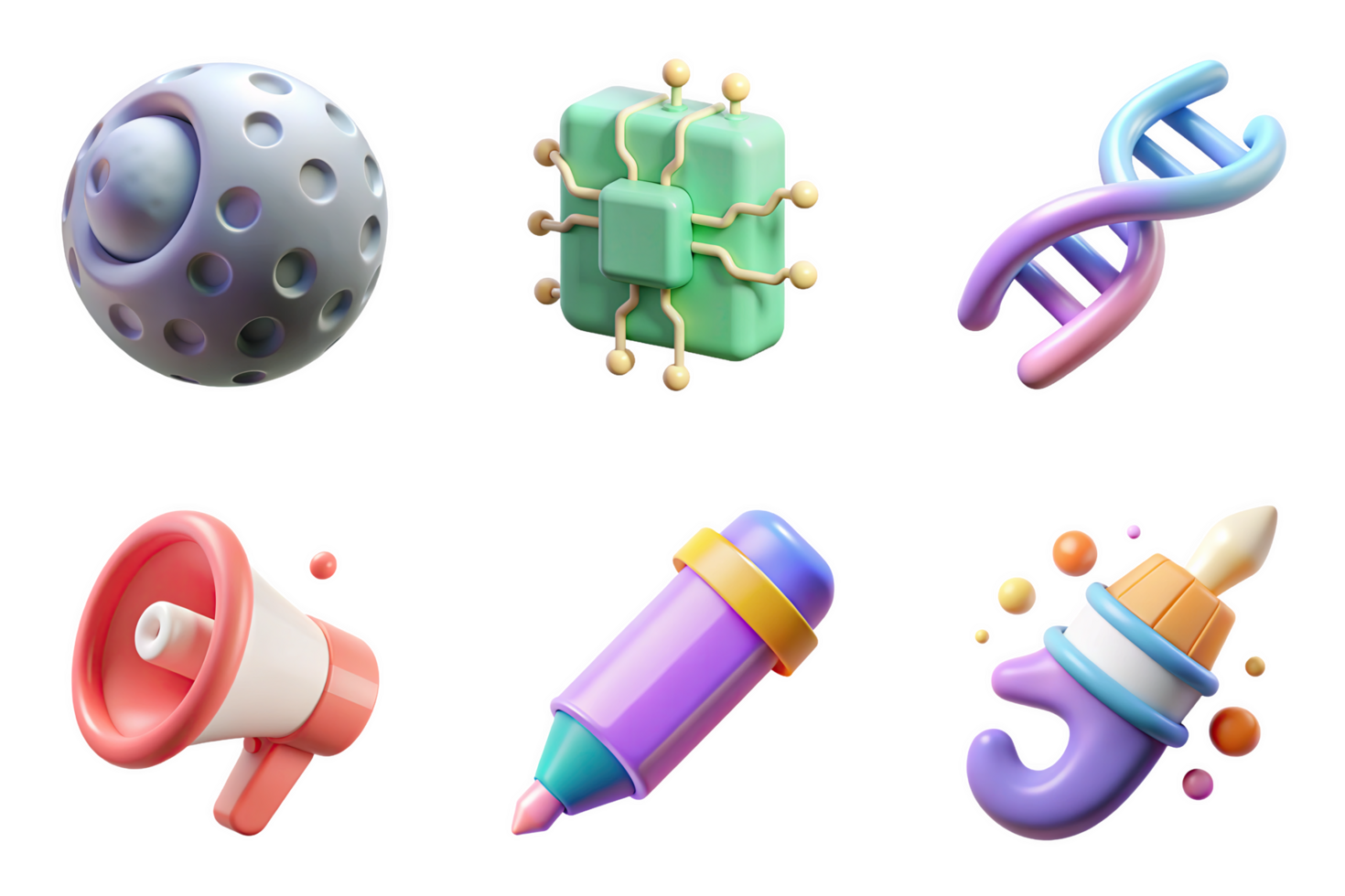 Science technology communication art icons isolated on a transparent background image png