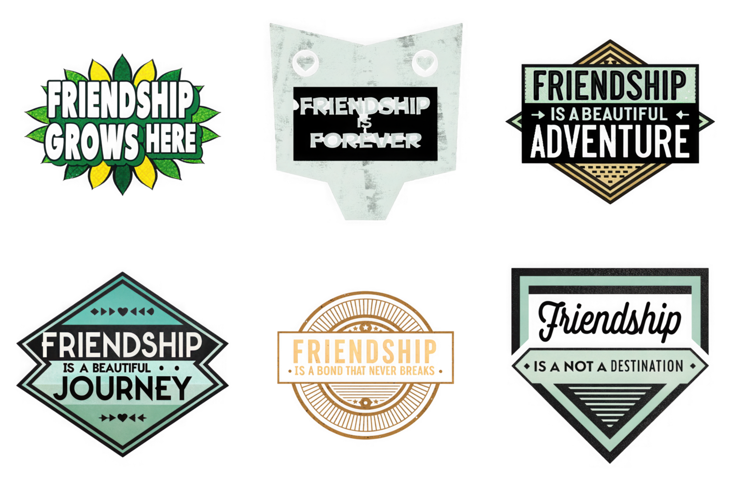Friendship sayings graphics collection isolated on a transparent background forever journey png