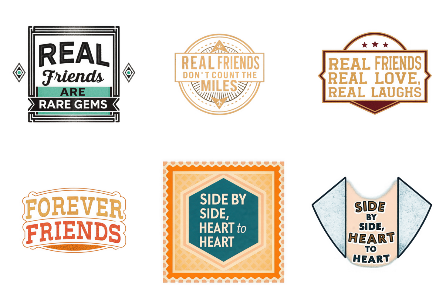Friendship quotes artwork collection isolated on a transparent background text lettering png