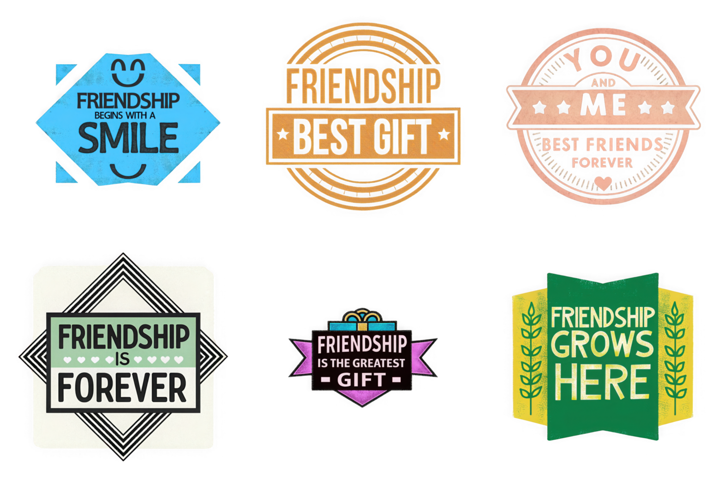 Friendship quotes and sayings designs isolated on a transparent background smile gift png