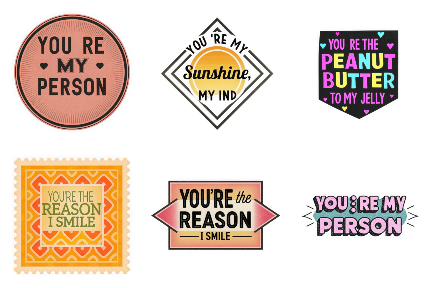 Friendship messages with hearts and sunshine isolated on a transparent background love affection png