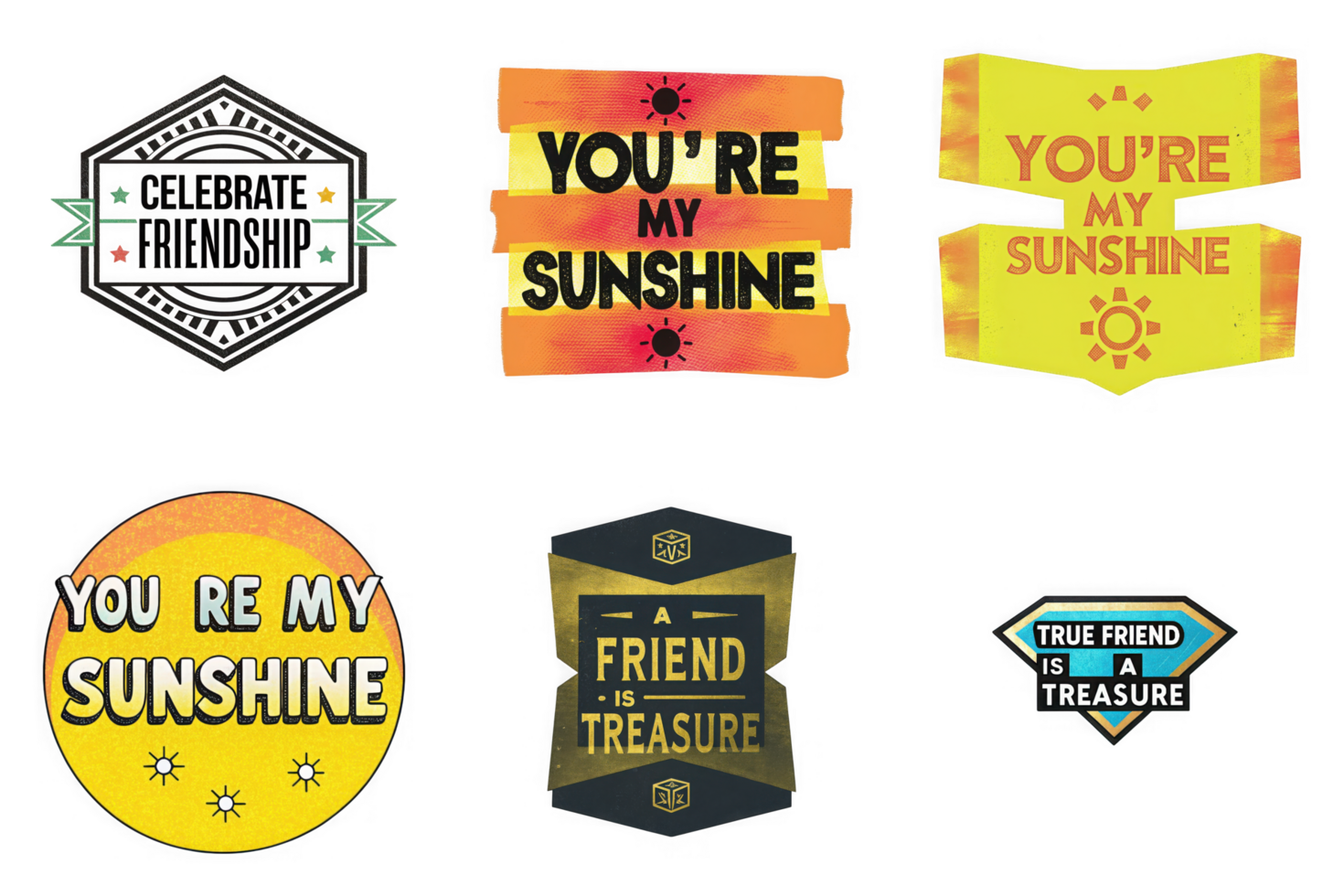 Friendship celebration sunshine treasure sayings isolated on a transparent background celebrate png