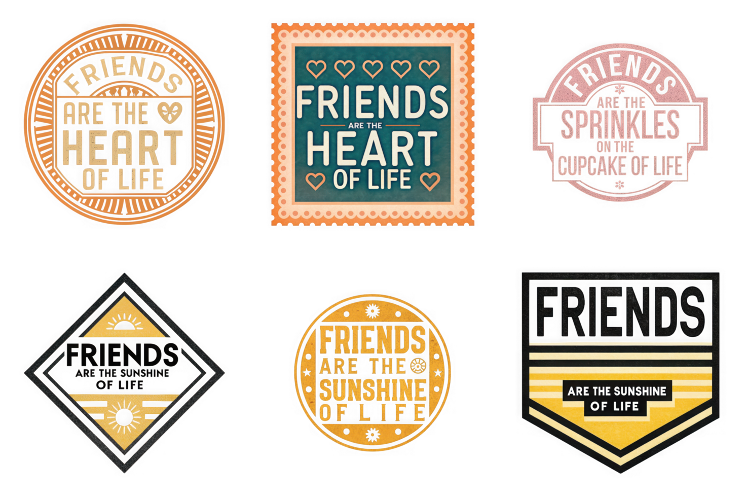 Friends heart sunshine cupcake life sayings isolated on a transparent background image png