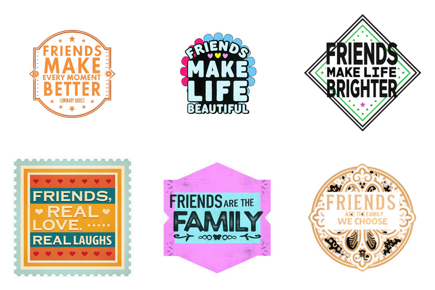 Friends make life better beautiful brighter real love laughs family chosen isolated on a transparent background png