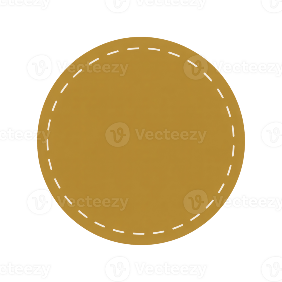 Elegant gold circle label design with a stitched border perfect for branding logos website decoration and crafting projects, transparent background png
