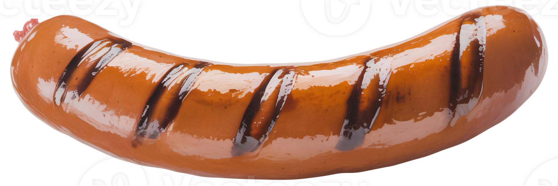 Grilled sausage with delicious char marks ready for a hotdog bun or tasty meal, transparent background png