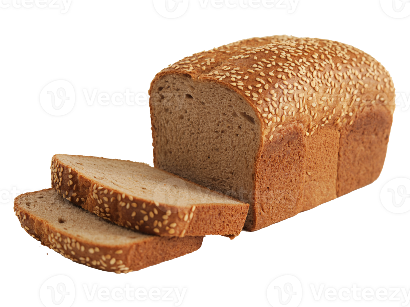 Delicious Sesame Seed Bread Loaf Sliced Ready for Toasting Baking Pastry Food Photography, transparent background png