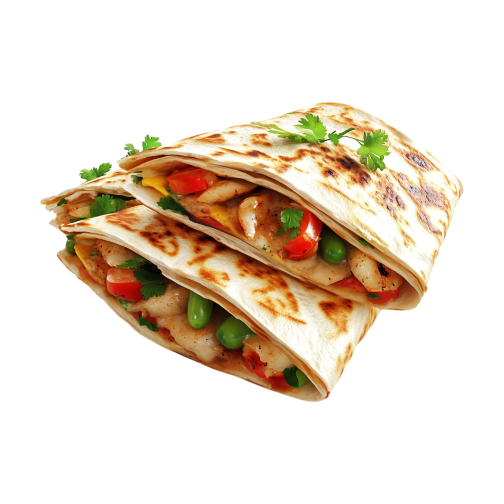 a stack of three burritos with vegetables and cheese png