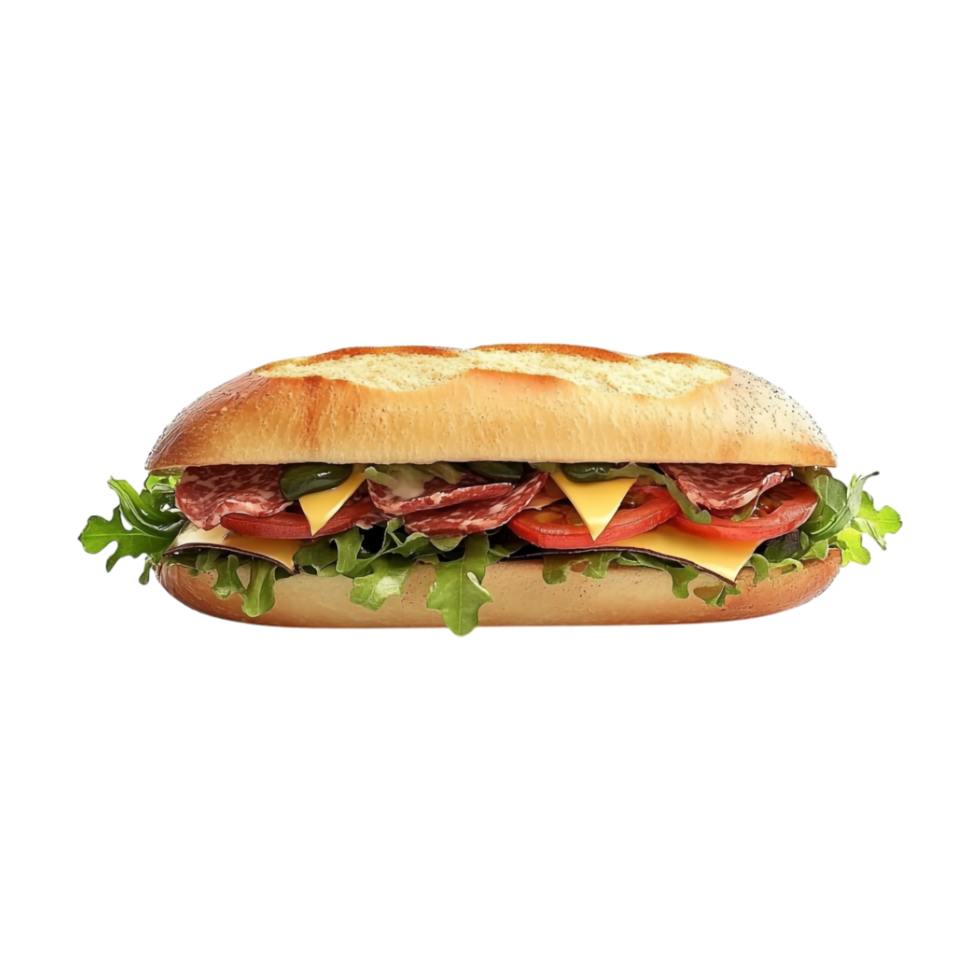 a sub sandwich with lettuce and cheese on it png