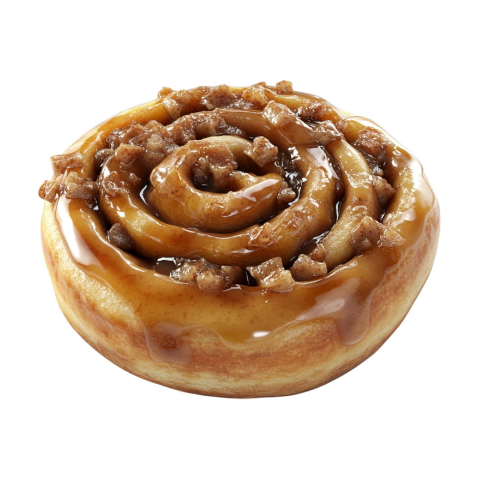 a cinnamon roll with caramel on top png