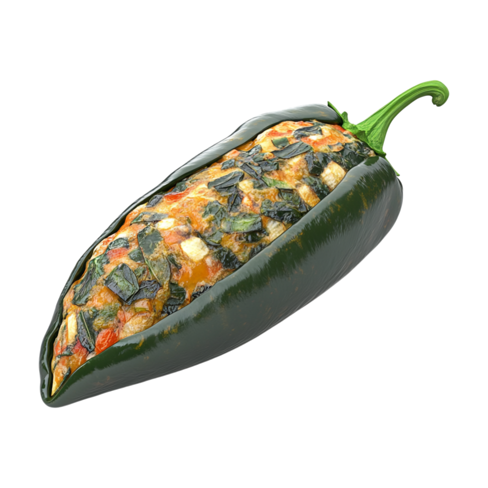 a green pepper with cheese and vegetables on it png