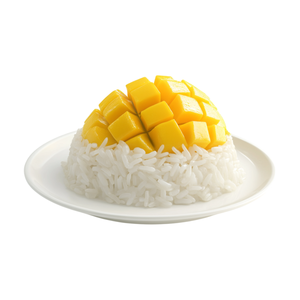 mango rice on white plate png