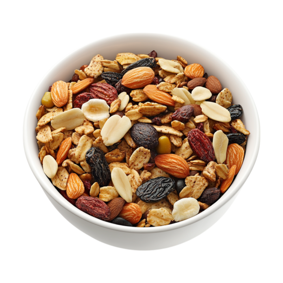 nutty cereal mix in a bowl png