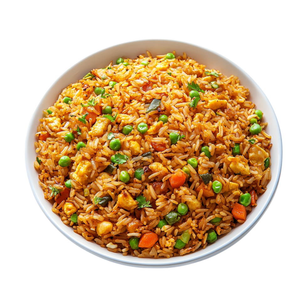 chinese fried rice in a bowl on a transparent background png