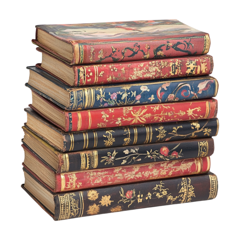 stack of books on a transparent background png