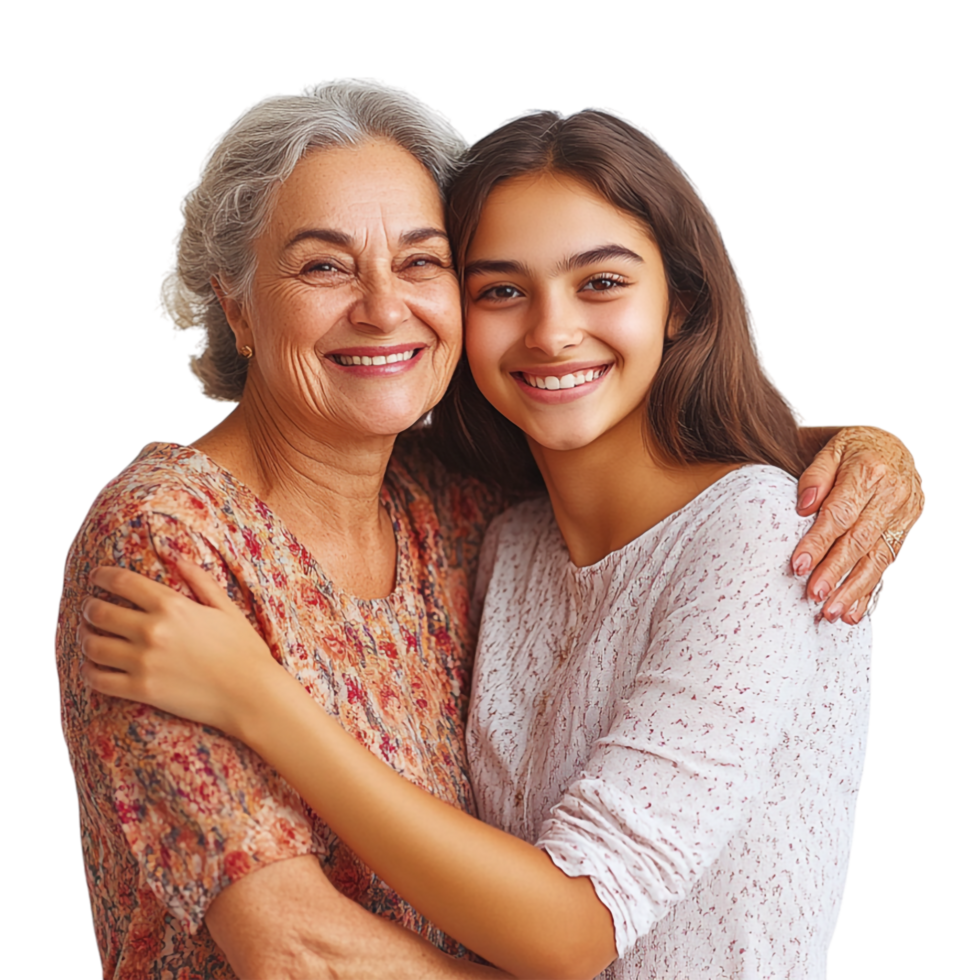 an older woman hugging a young girl png
