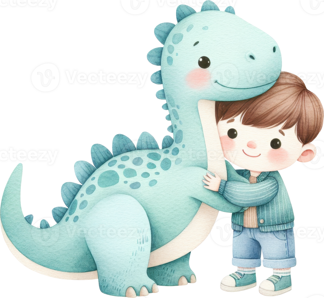 Friendly Dinosaur and Happy Child png