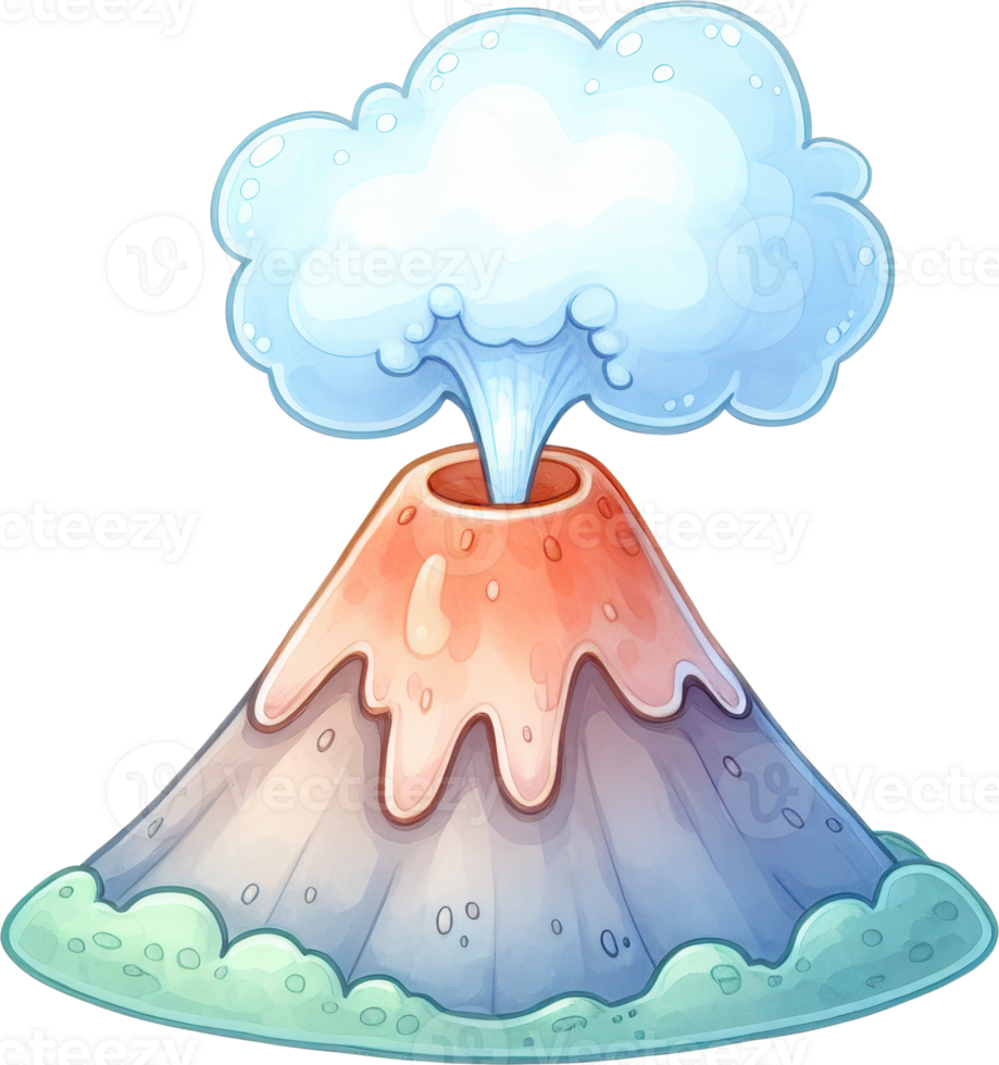 Colorful volcanic eruption in a scenic landscape png