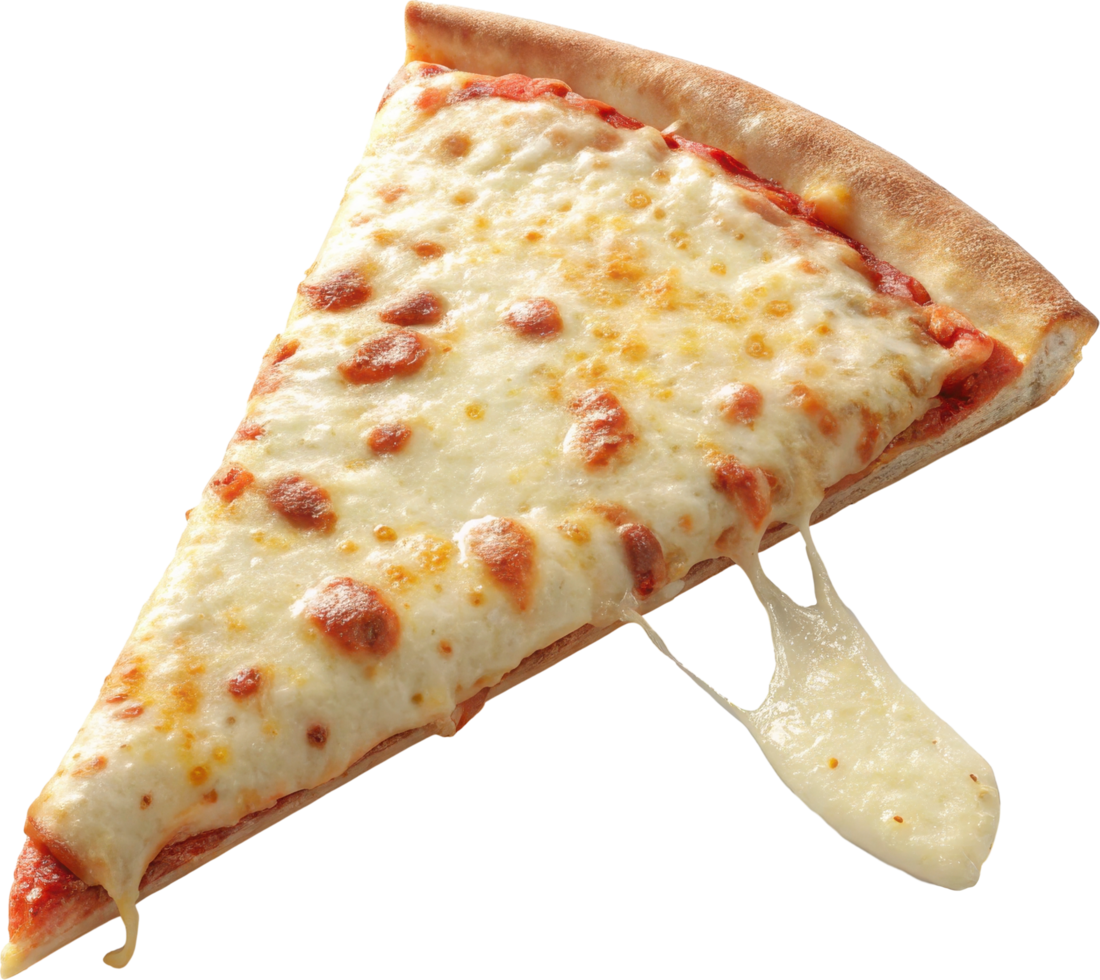 A tempting slice of freshly baked cheese pizza with a crisp crust melted mozzarella and a tantalizing tomato sauce png