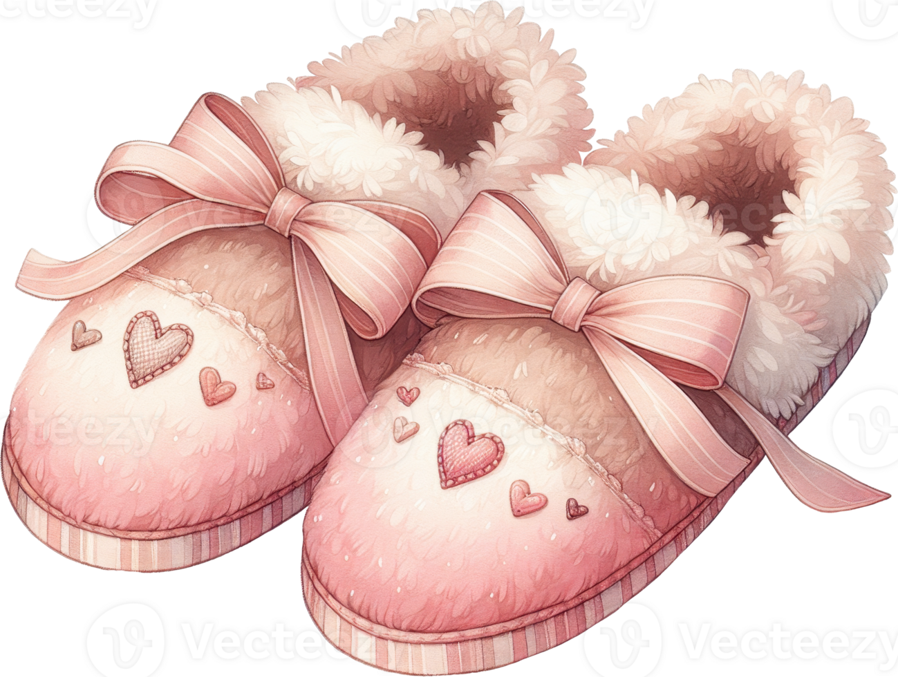 Coquette Cozy Autumn Slippers with Hearts and Bows png