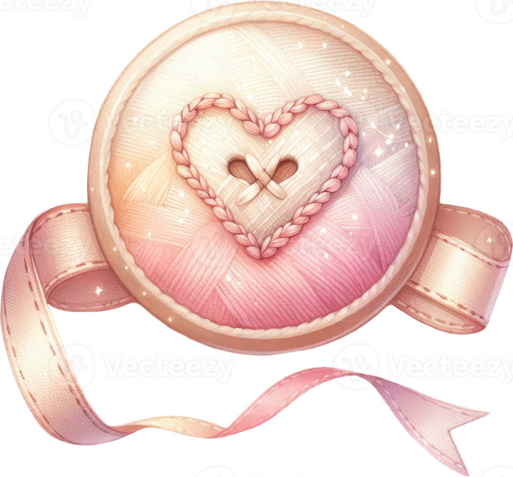 Coquette Delicate heart shaped embroidered textile ornament png