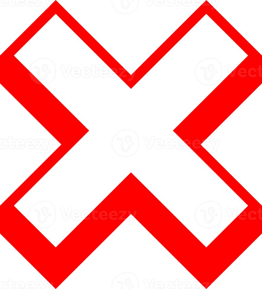 Red cross wrong sign outline png
