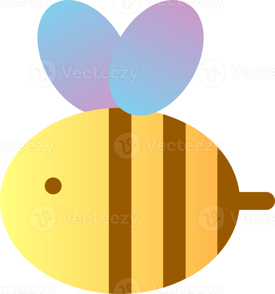 Cute fat yellow bee doodle png